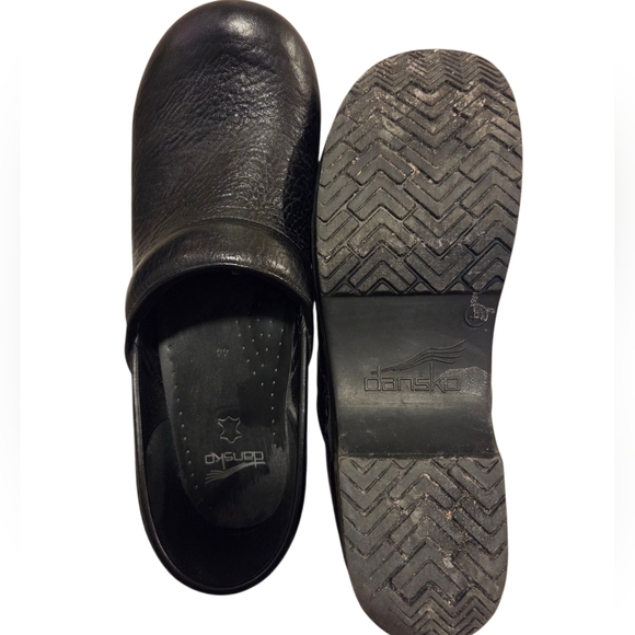 Dansko Black Embossed Pebble Leather Slide On Clog Shoes Medical Comfort Size 44 - Picture 7 of 8